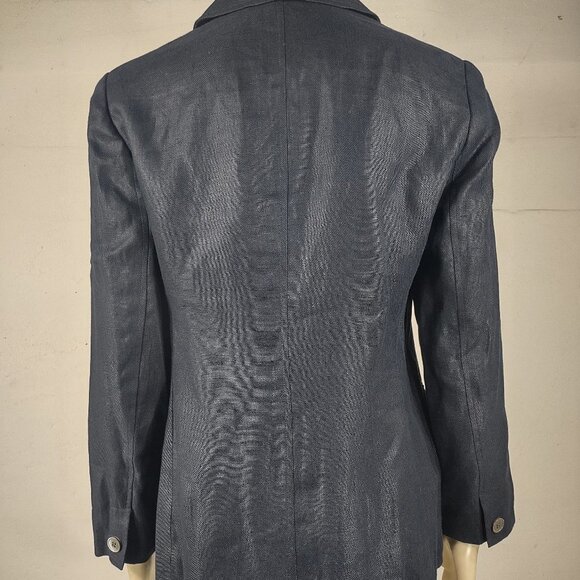 NWOT Talbots dark blue 100% Irish Linen two button blazer jacket ladies size 8 - Picture 4 of 6
